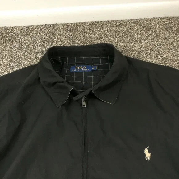 Polo Ralph Lauren Jacket Harrington Full Zip Plaid Lined Black Mens 4XB
